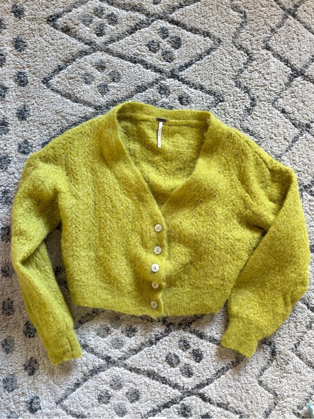 Free People green alpaca cardigan sweater